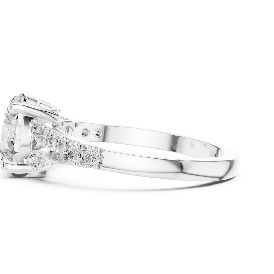 Brilliant Round Cut Engagement Ring with Marquise Accents