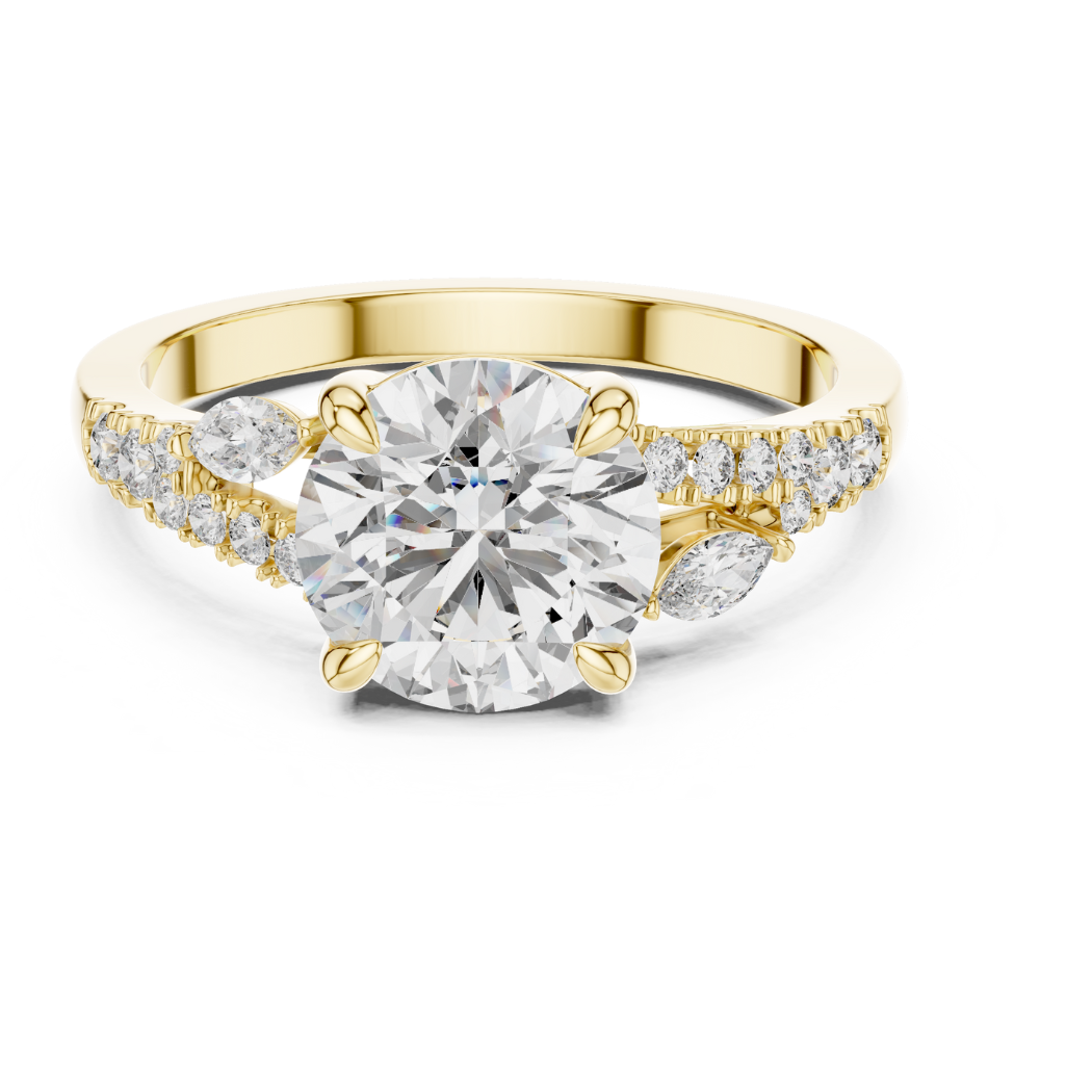 Brilliant Round Cut Engagement Ring with Marquise Accents