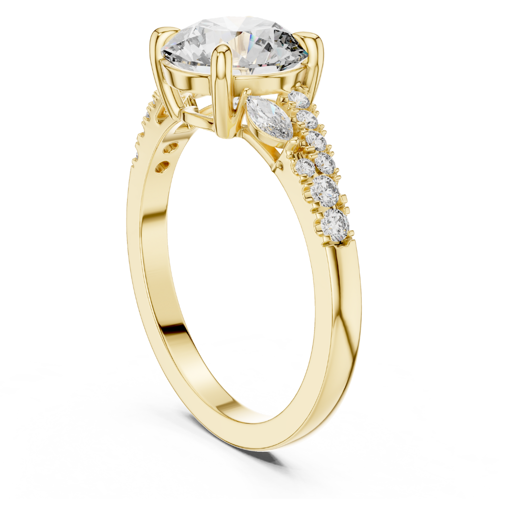 Brilliant Round Cut Engagement Ring with Marquise Accents