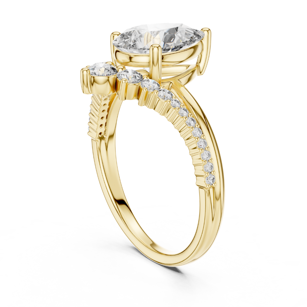 Pear-Cut Diamond Engagement Ring with Curved Pavé Band