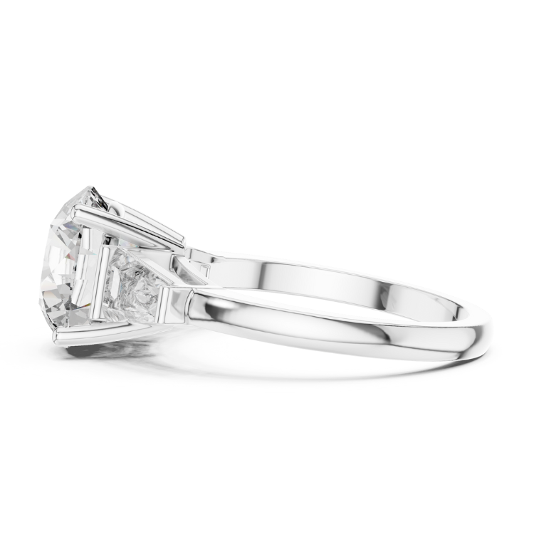 Classic Round Brilliant Solitaire with Tapered Baguette Diamond Accents