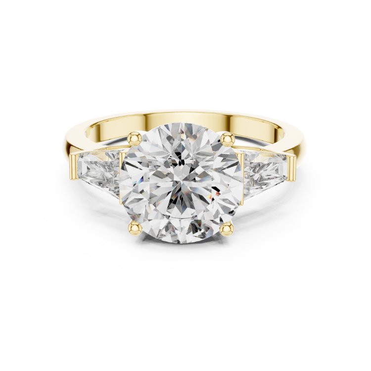 Classic Round Brilliant Solitaire with Tapered Baguette Diamond Accents