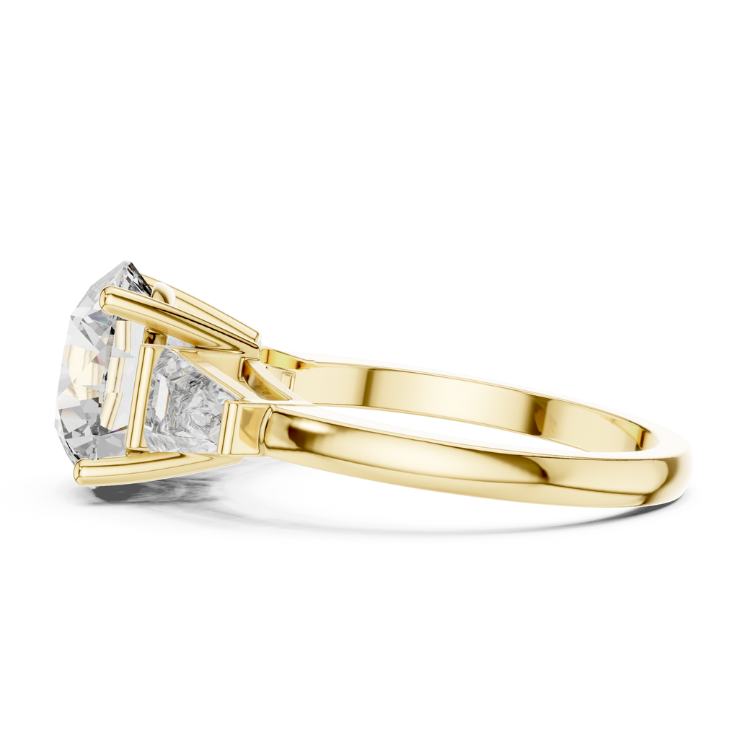 Classic Round Brilliant Solitaire with Tapered Baguette Diamond Accents