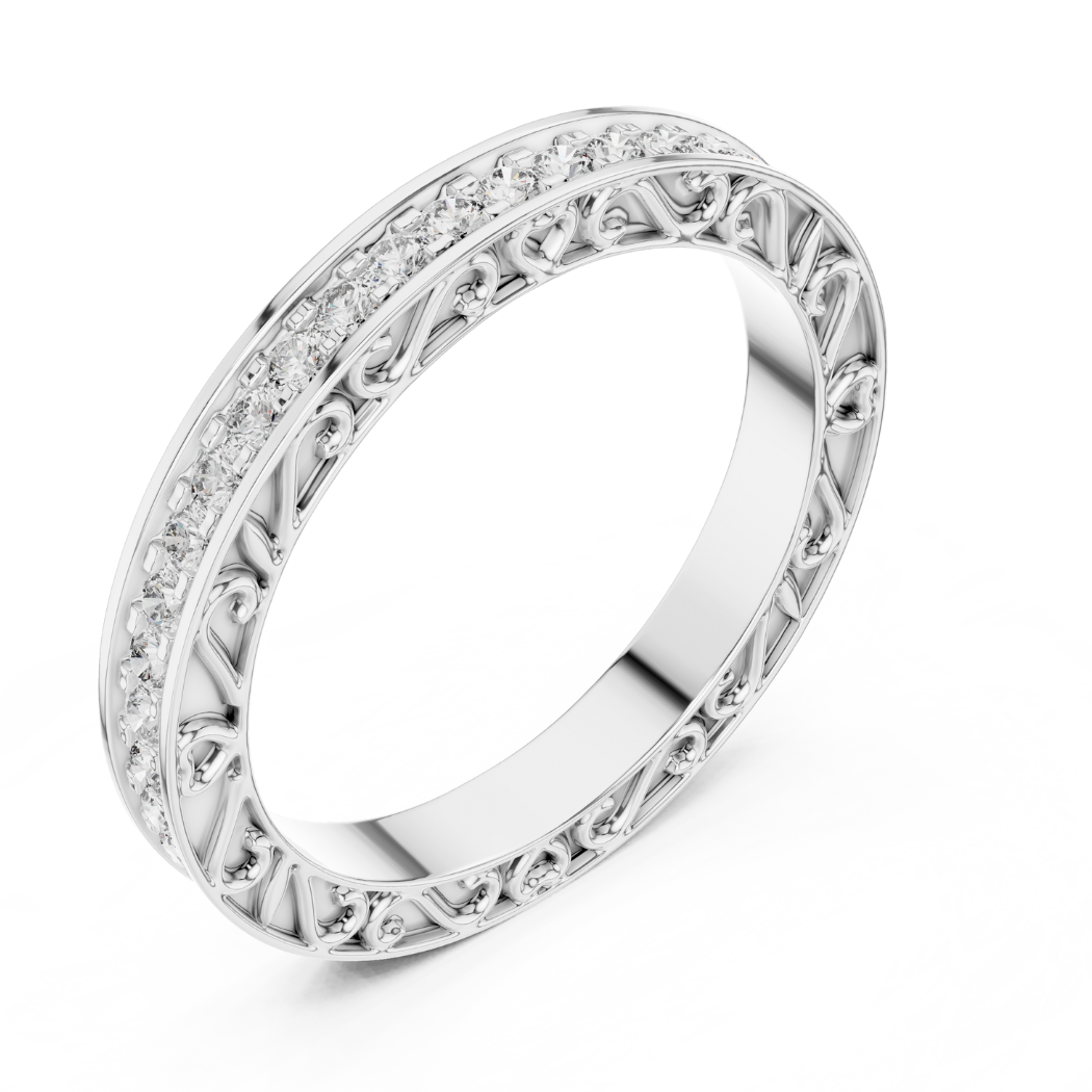 Vintage Filigree Diamond Eternity Band