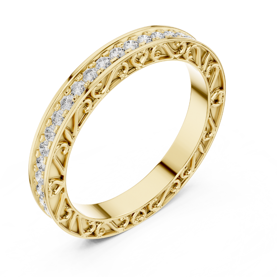 Vintage Filigree Diamond Eternity Band
