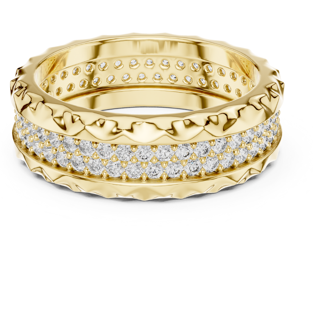 Bold Crater Edge Pavé Diamond Eternity Band