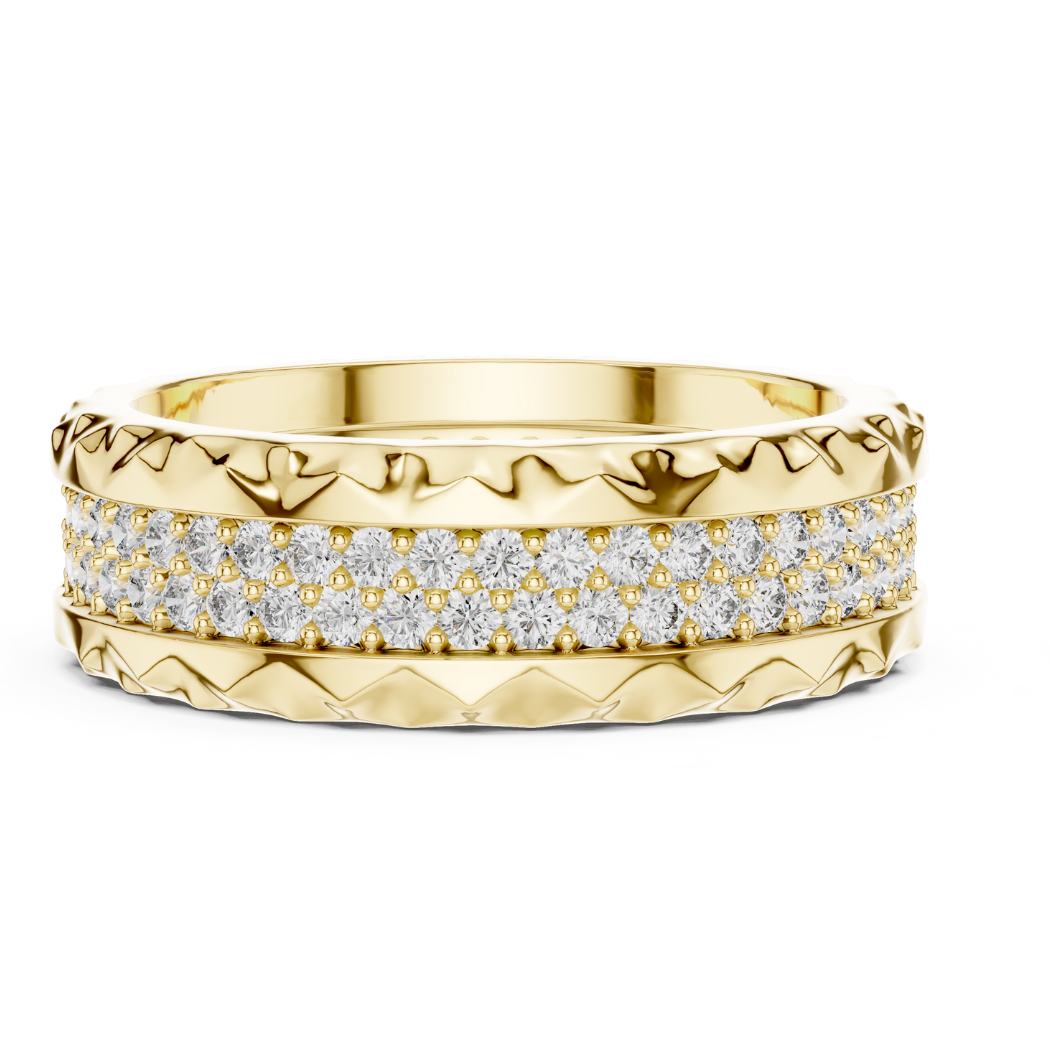 Bold Crater Edge Pavé Diamond Eternity Band