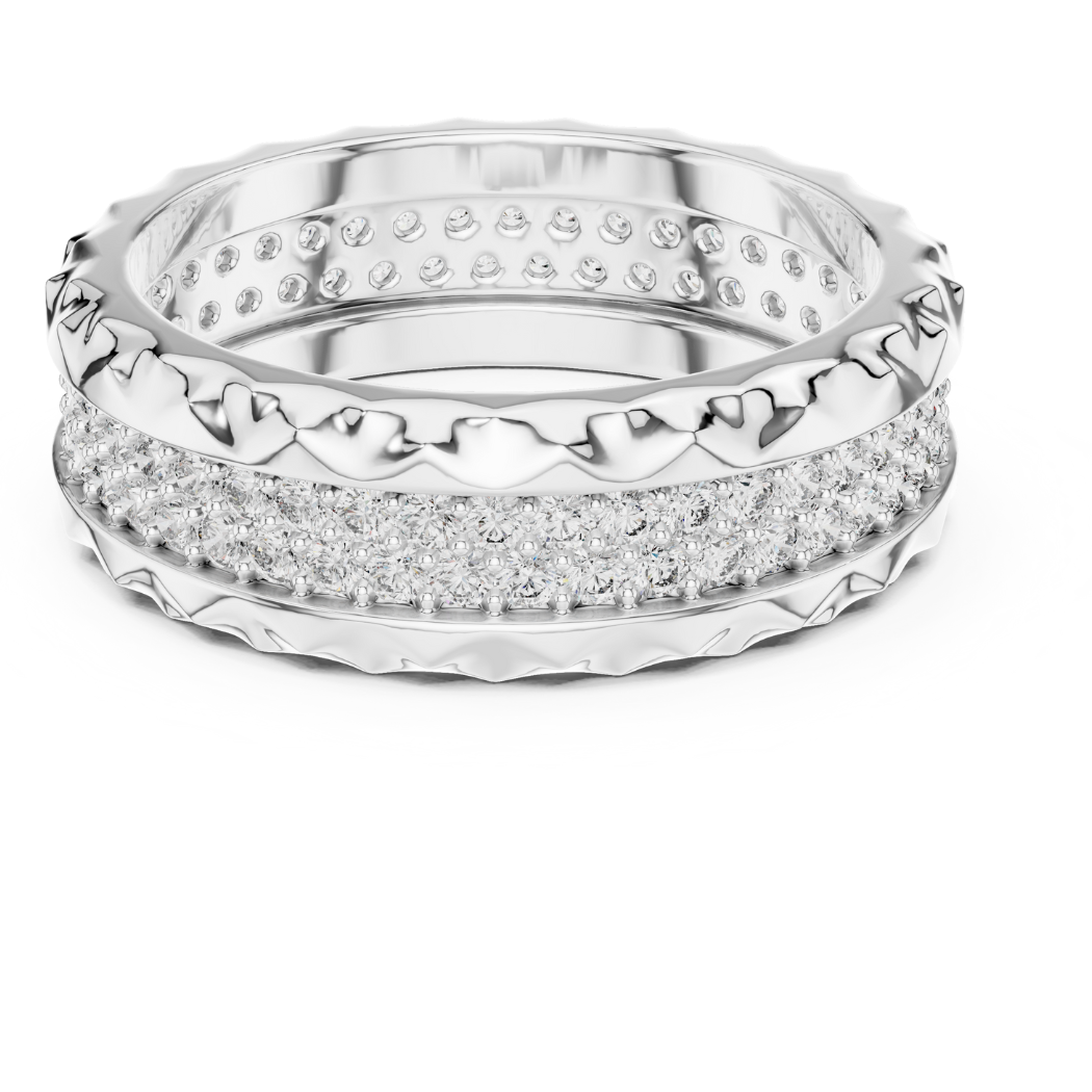 Bold Crater Edge Pavé Diamond Eternity Band