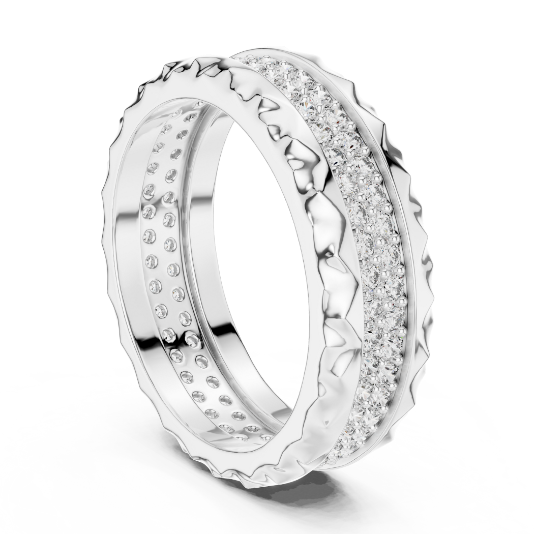 Bold Crater Edge Pavé Diamond Eternity Band