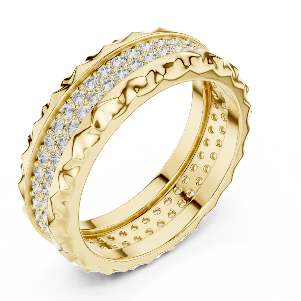 Bold Crater Edge Pavé Diamond Eternity Band