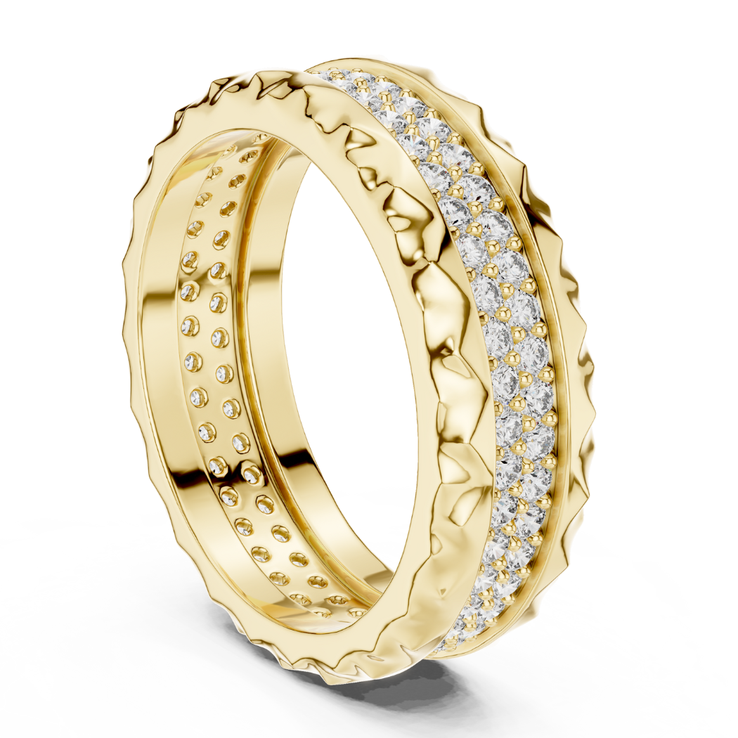 Bold Crater Edge Pavé Diamond Eternity Band