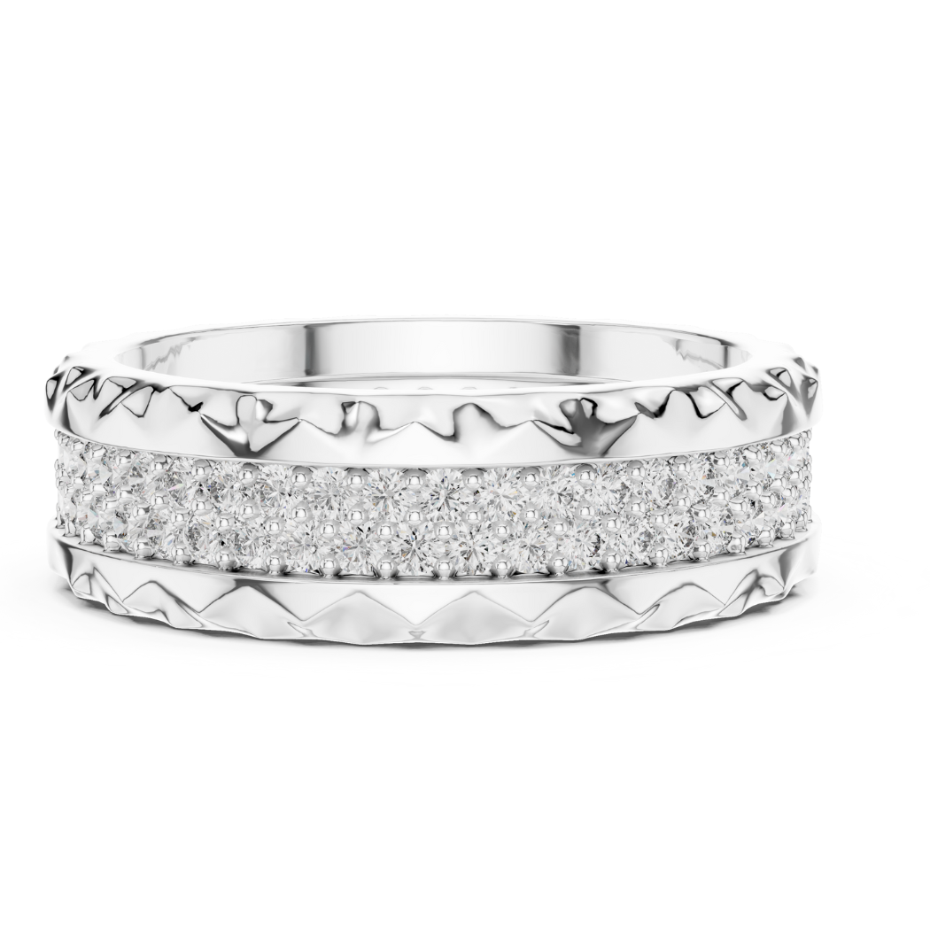 Bold Crater Edge Pavé Diamond Eternity Band