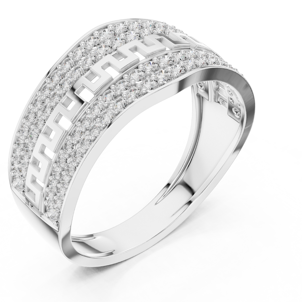 Greek Key Inspired Diamond Men's Ring