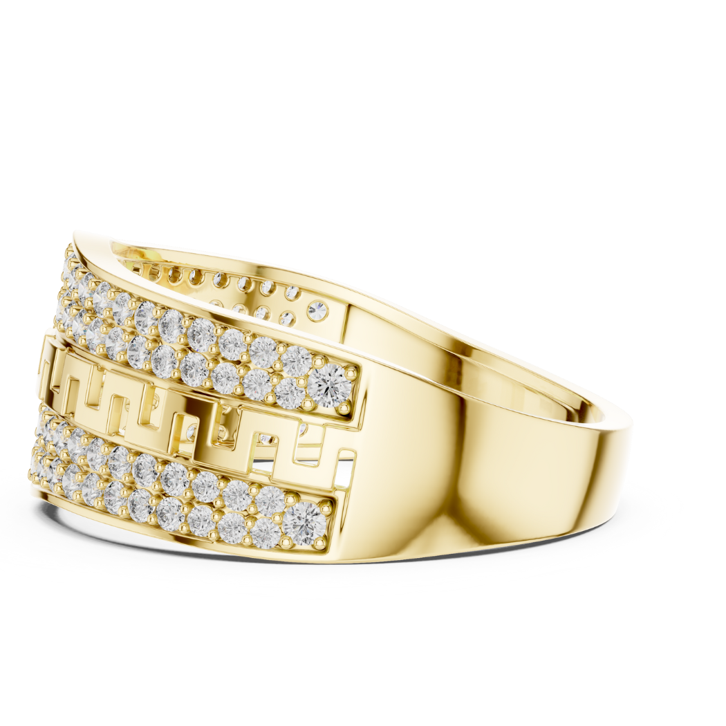 Greek Key Inspired Diamond Men's Ring