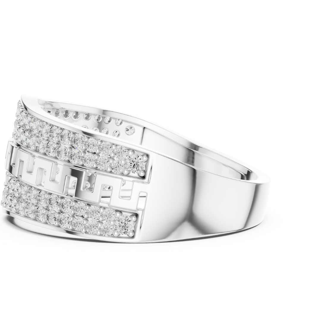 Greek Key Inspired Diamond Men's Ring