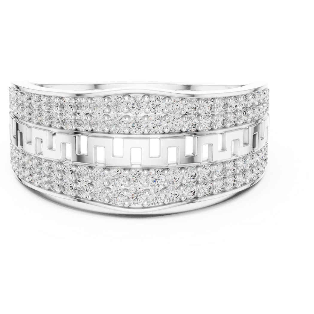 Greek Key Inspired Diamond Men's Ring