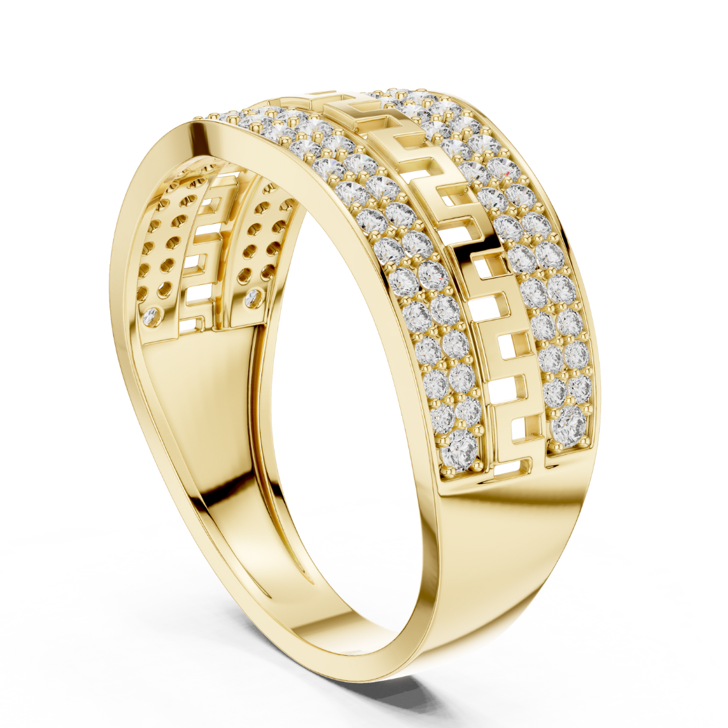 Greek Key Inspired Diamond Men's Ring