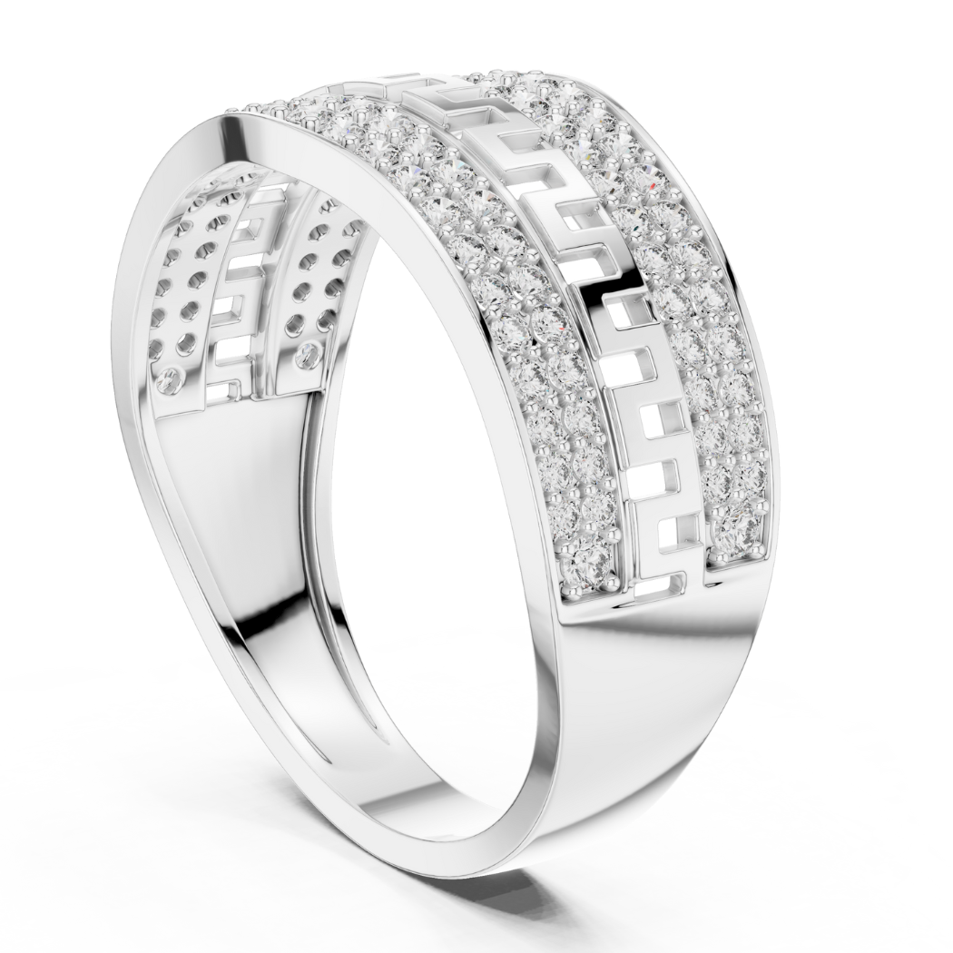 Greek Key Inspired Diamond Men's Ring