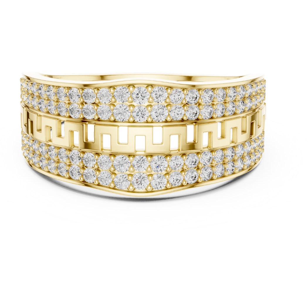 Greek Key Inspired Diamond Men's Ring