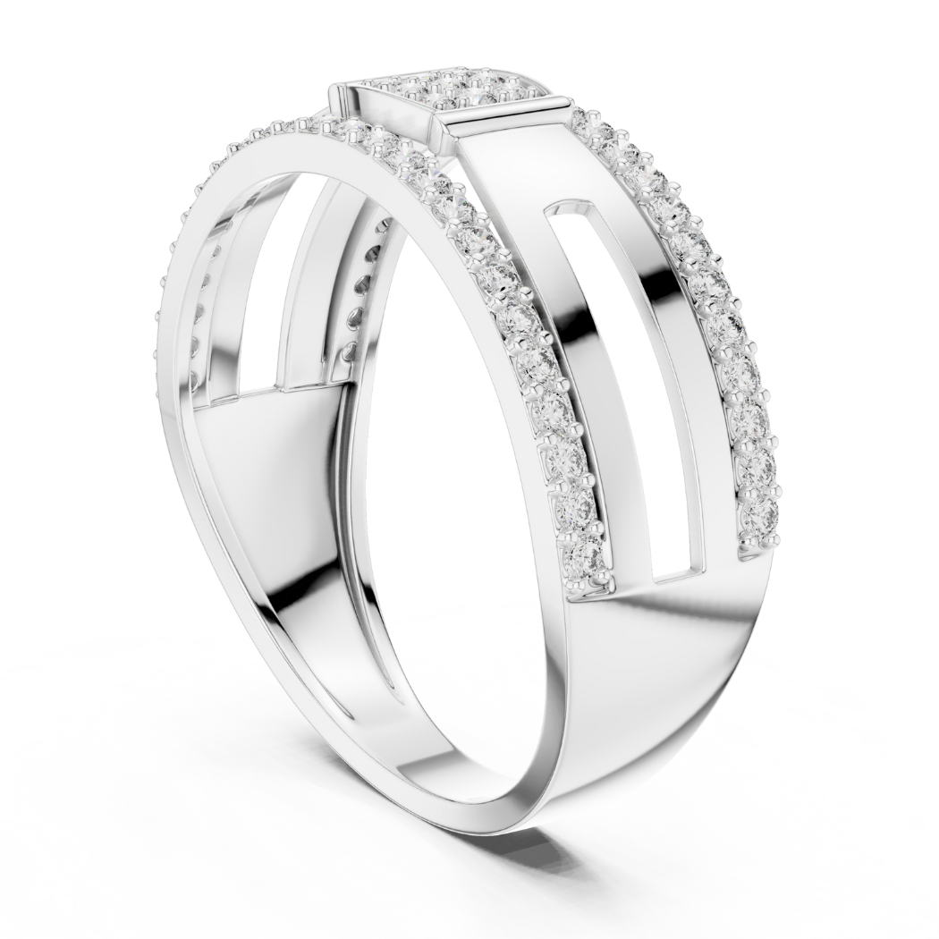 Double Row Shield Diamond Ring