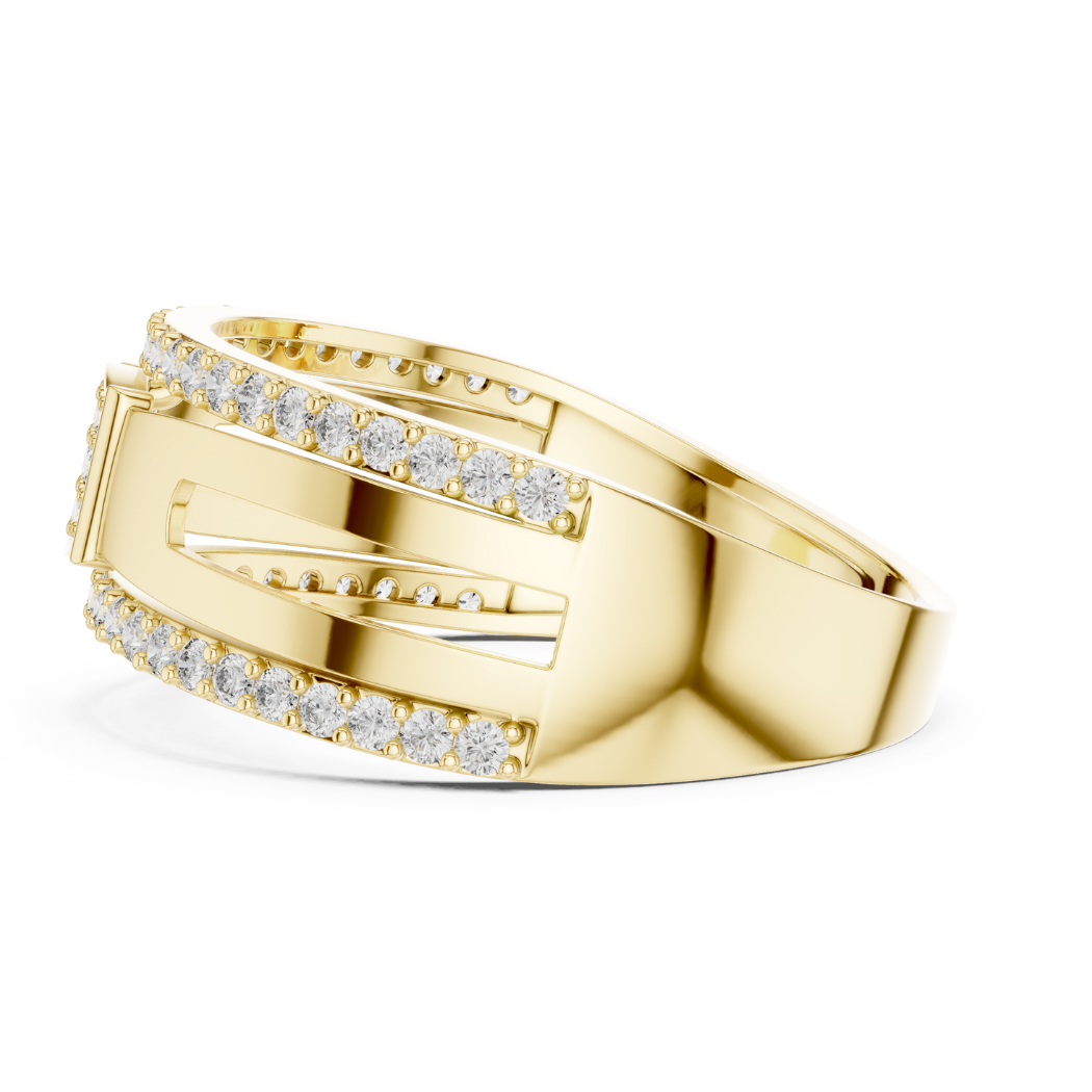 Double Row Shield Diamond Ring