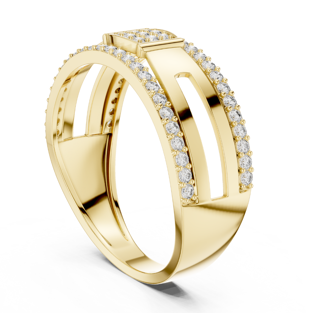 Double Row Shield Diamond Ring