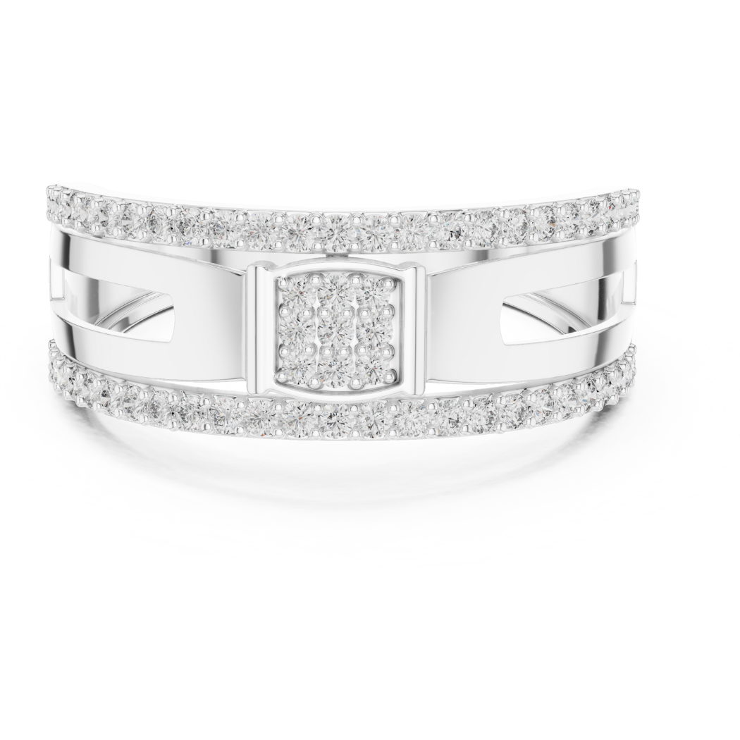 Double Row Shield Diamond Ring