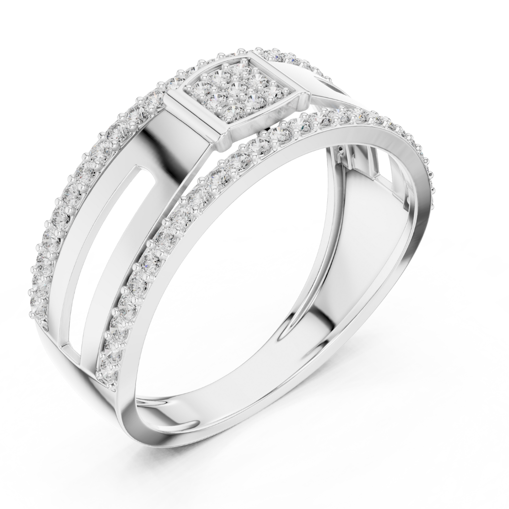 Double Row Shield Diamond Ring