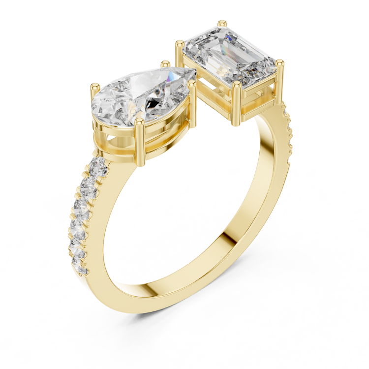 Pear & Emerald Cut Diamond Bypass Ring