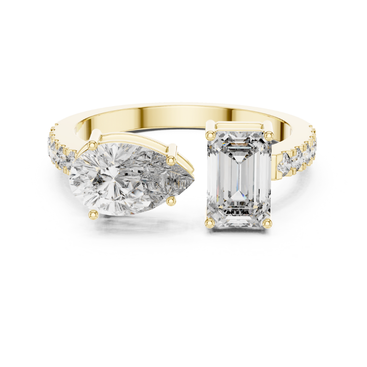 Pear & Emerald Cut Diamond Bypass Ring