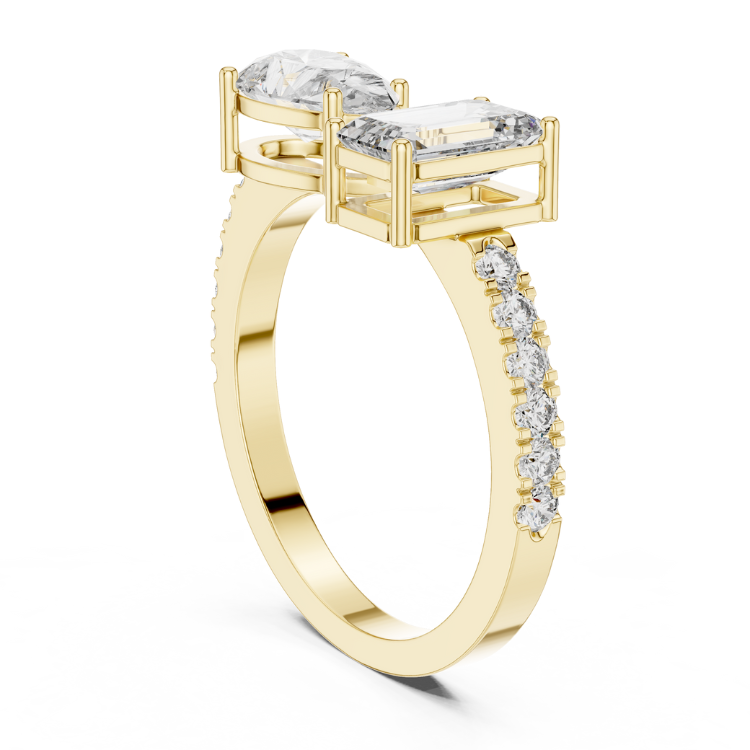 Pear & Emerald Cut Diamond Bypass Ring