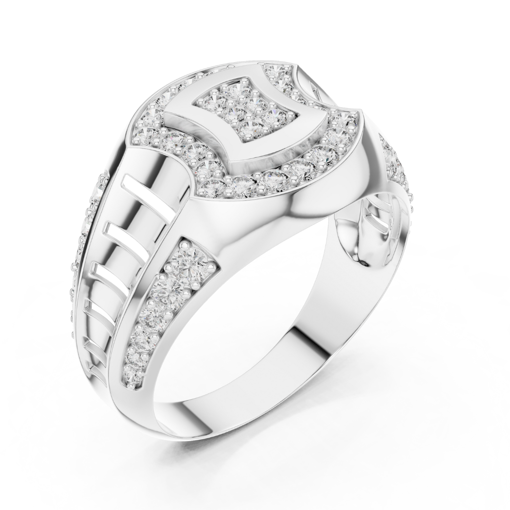 Men’s Diamond Crest Signet Ring