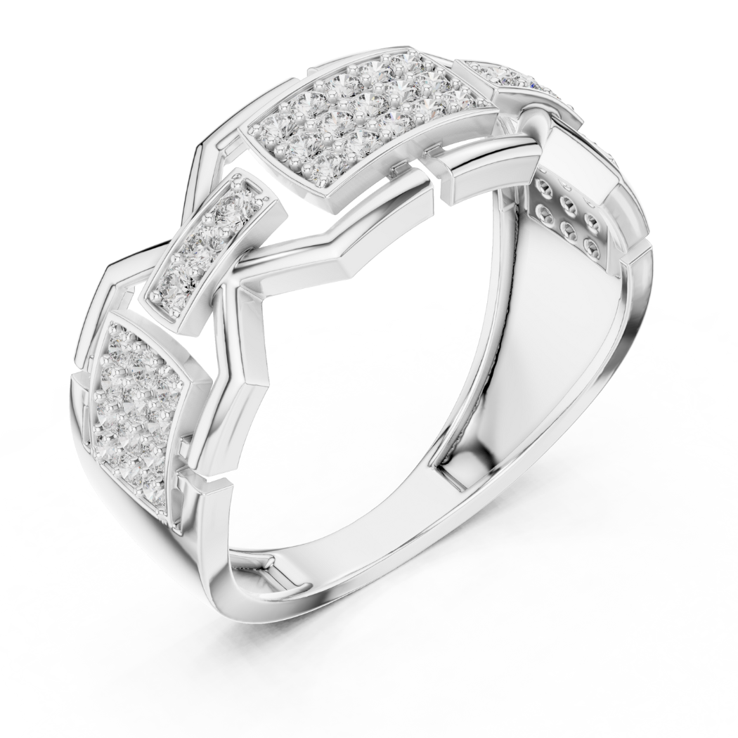 Geometric Link Diamond Ring