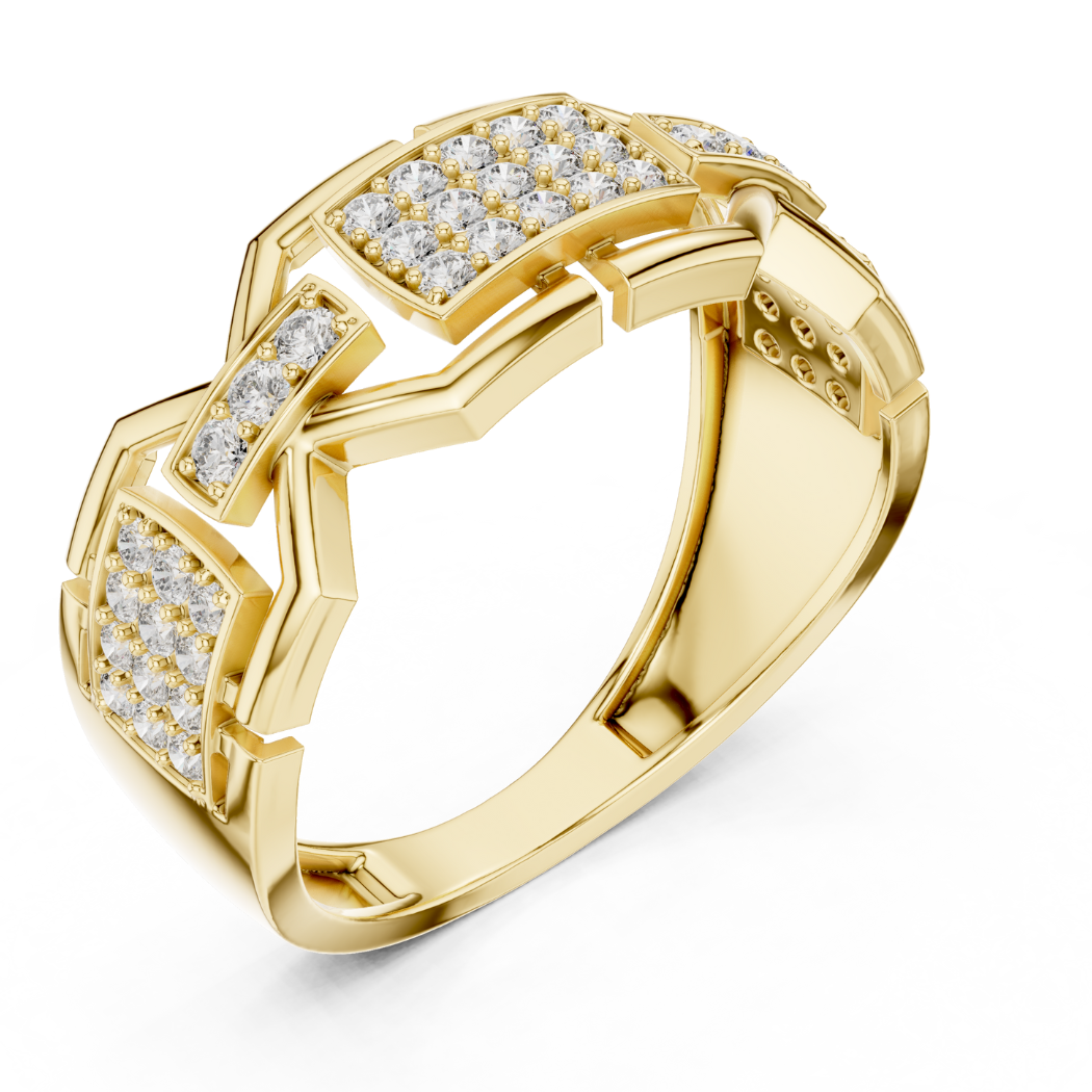 Geometric Link Diamond Ring