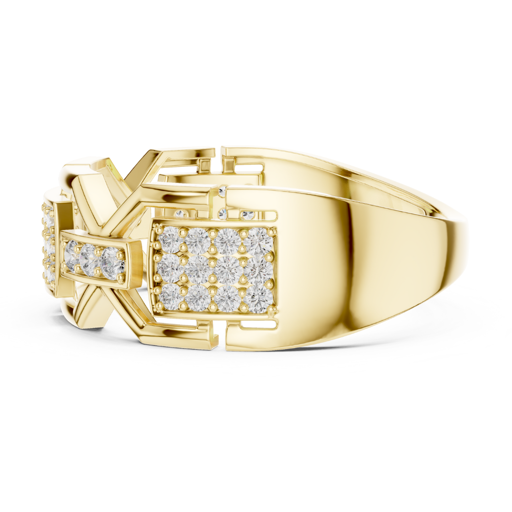 Geometric Link Diamond Ring