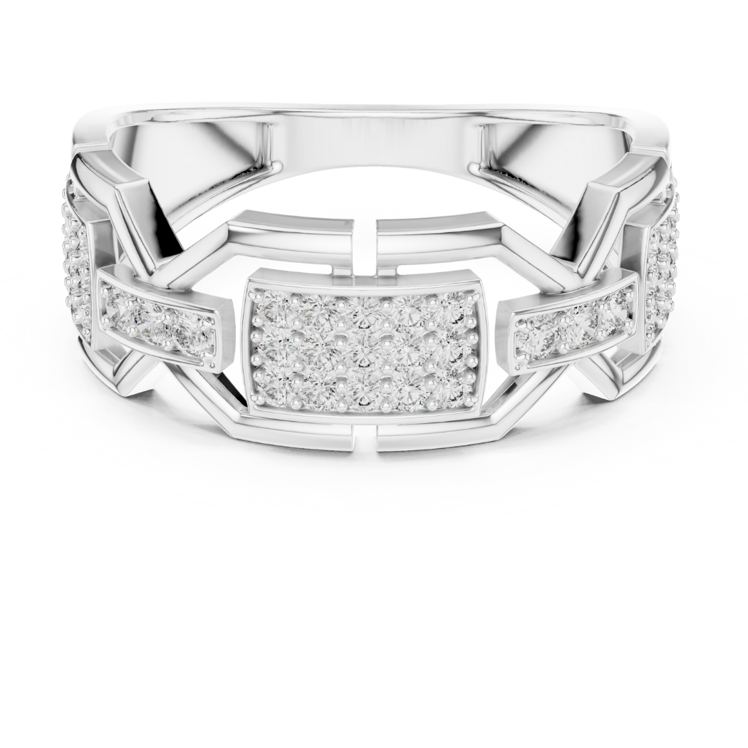 Geometric Link Diamond Ring