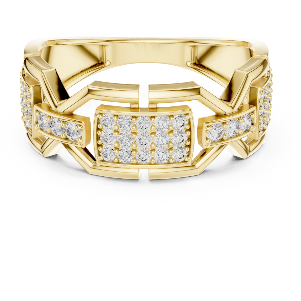 Geometric Link Diamond Ring