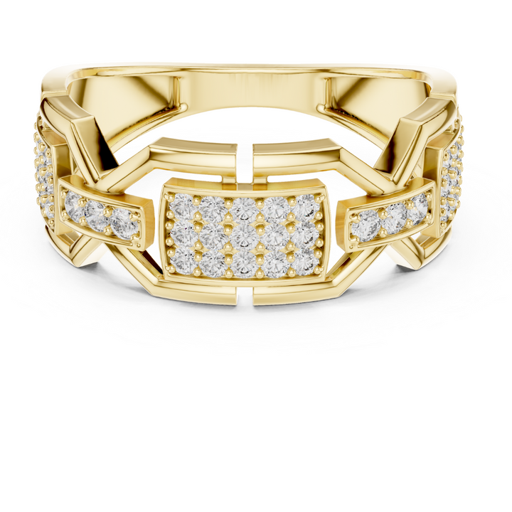 Geometric Link Diamond Ring