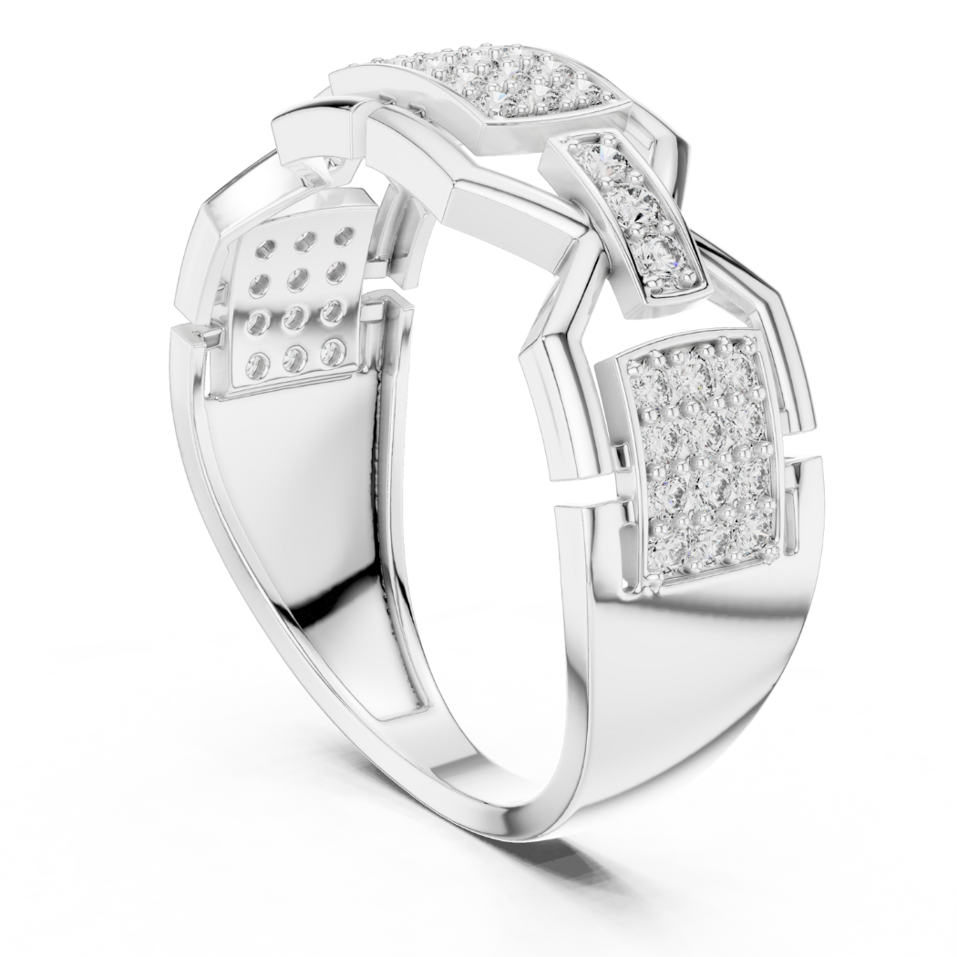 Geometric Link Diamond Ring