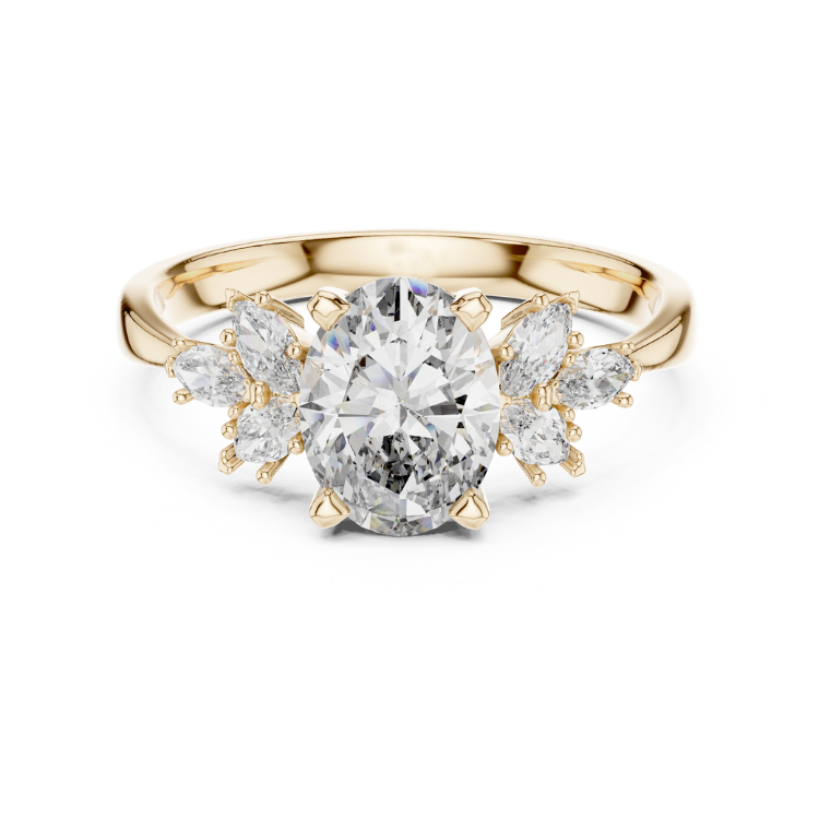 Floral-Inspired Oval Diamond Engagement Ring