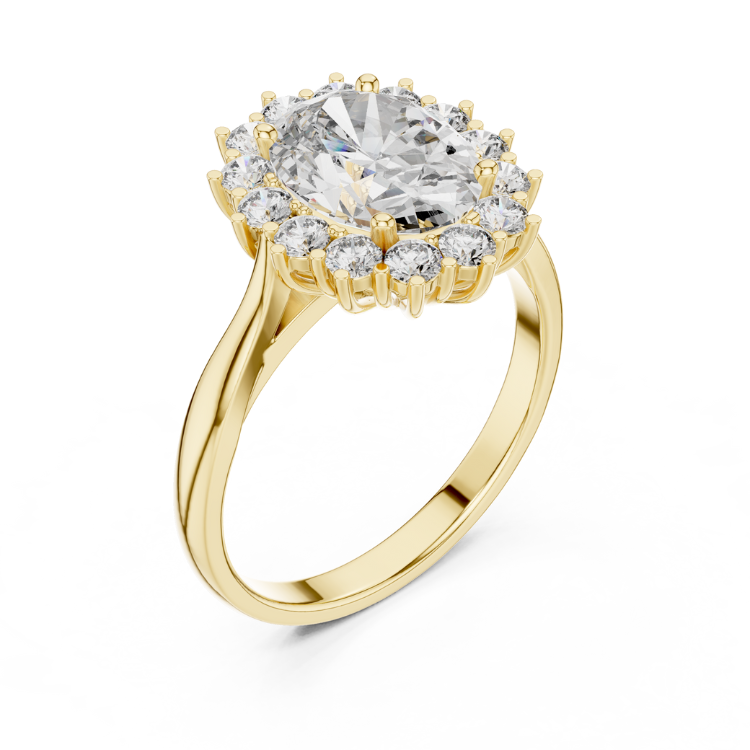 Classic Oval Halo Diamond Engagement Ring