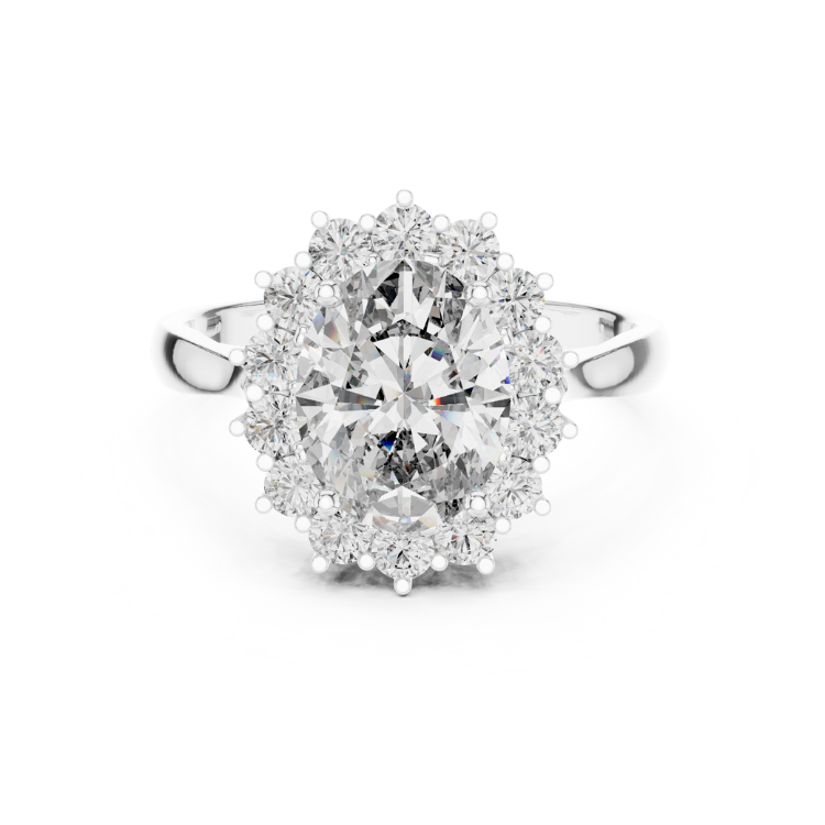 Classic Oval Halo Diamond Engagement Ring
