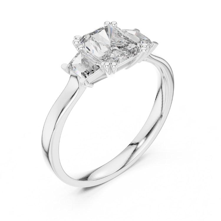 Radiant-Cut Three-Stone Diamond Engagement Ring