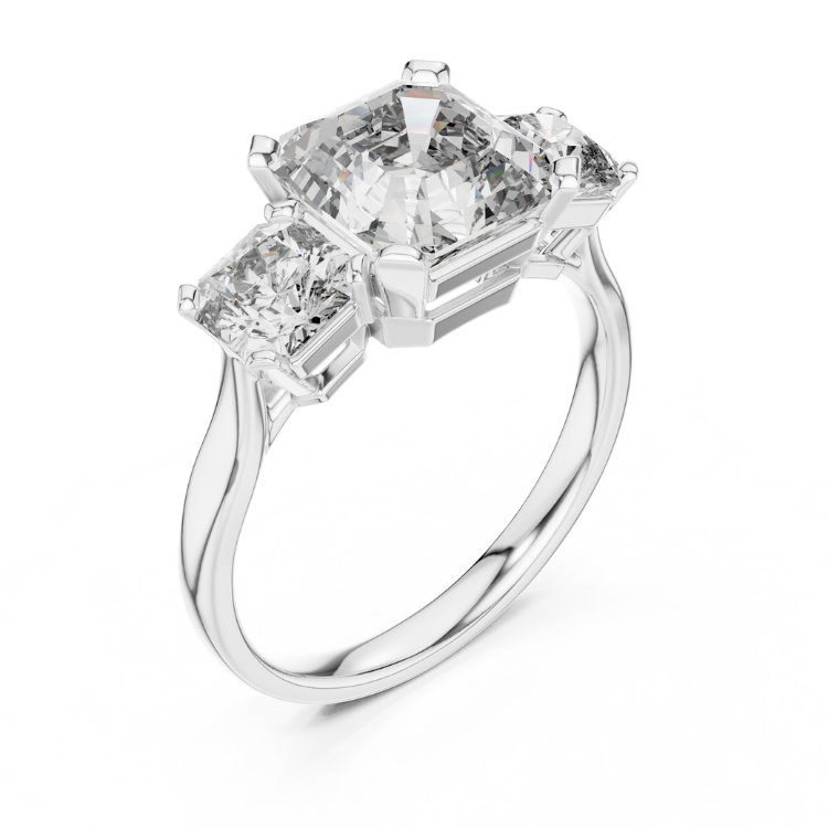 Three-Stone Asscher Cut Diamond Engagement Ring