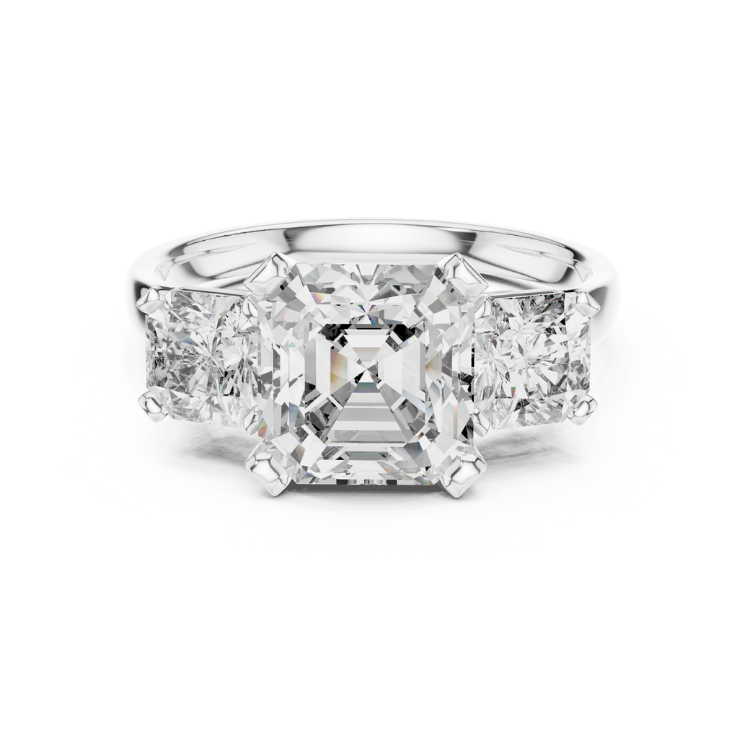Three-Stone Asscher Cut Diamond Engagement Ring