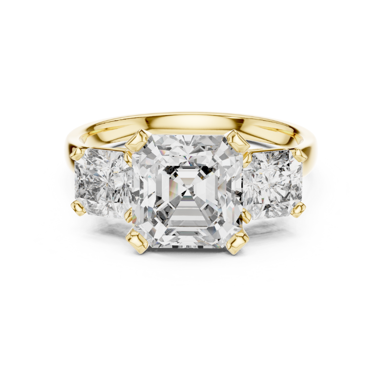 Three-Stone Asscher Cut Diamond Engagement Ring