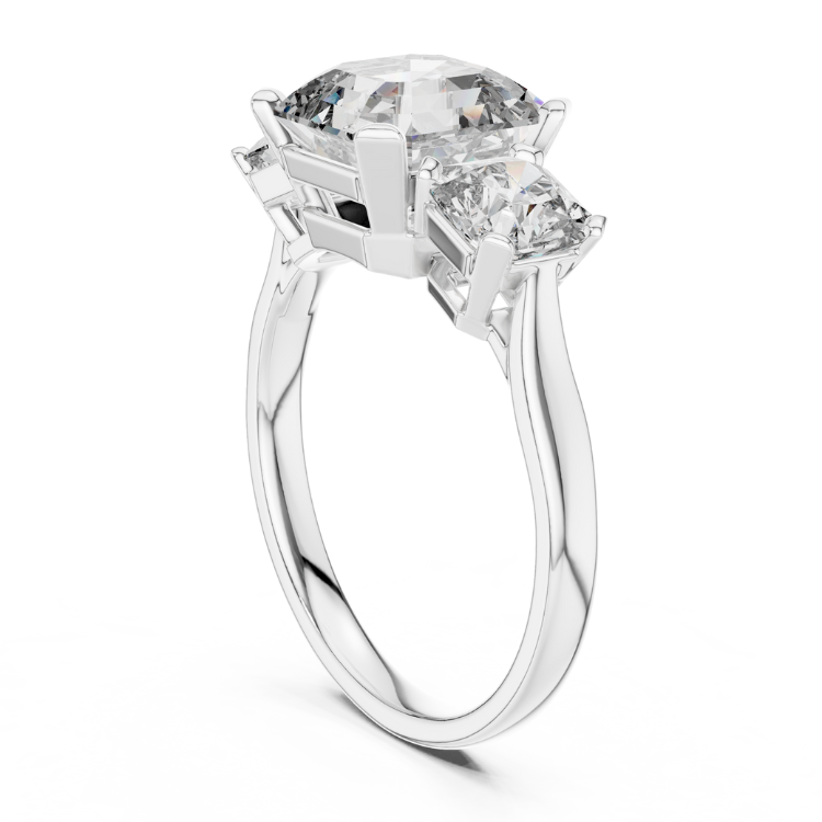 Three-Stone Asscher Cut Diamond Engagement Ring