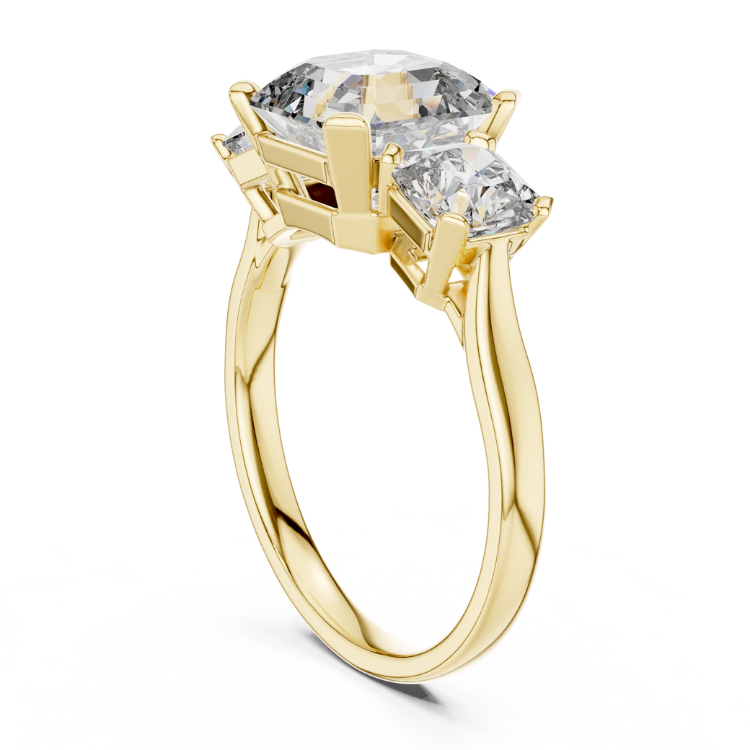 Three-Stone Asscher Cut Diamond Engagement Ring