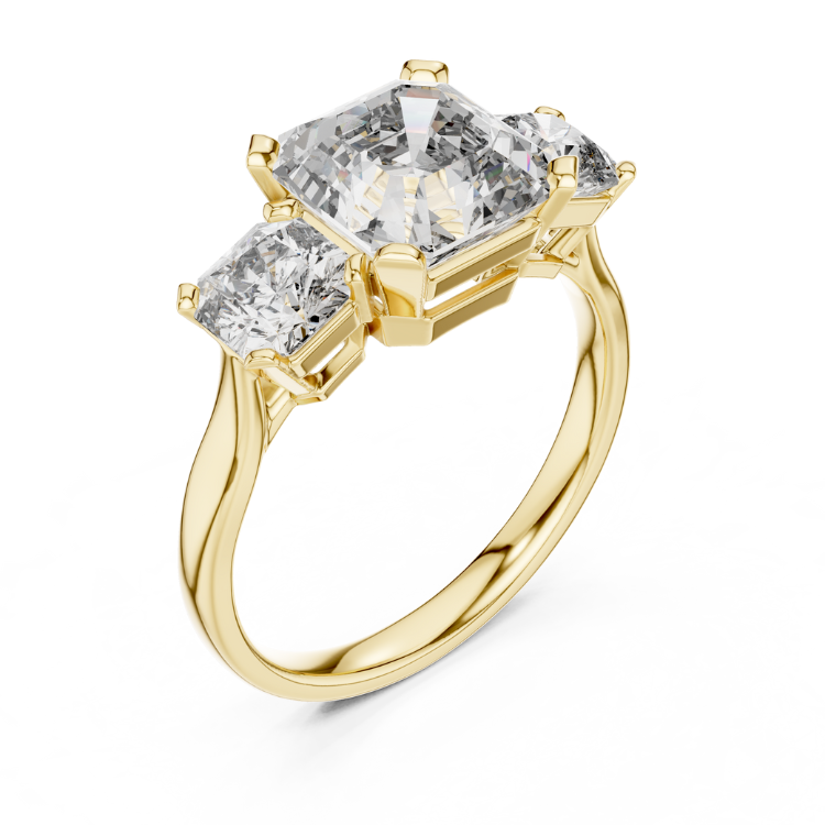 Three-Stone Asscher Cut Diamond Engagement Ring