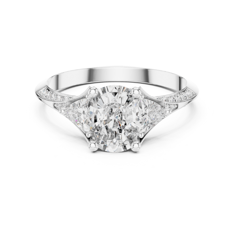 Three-Stone Oval Diamond Engagement Ring